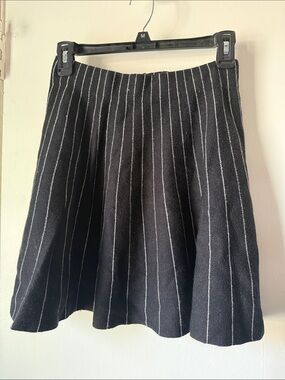 Black Pinstripe A-Line Skirt